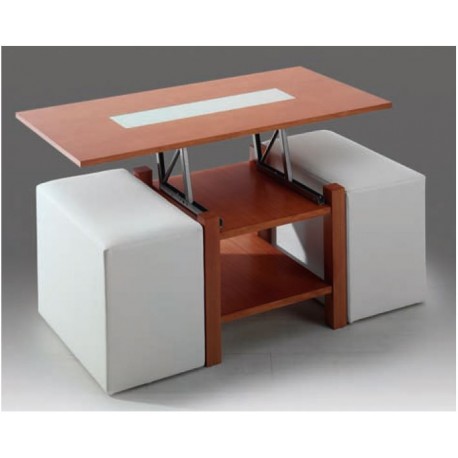 MESA DE CENTRO ELEVABLE MOD. ROMA (PUFFS INCLUIDOS)