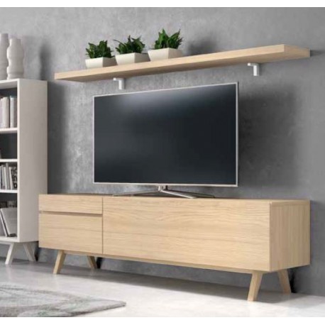 MUEBLE TV PINO + ESTANTE MOD. ZOE 06