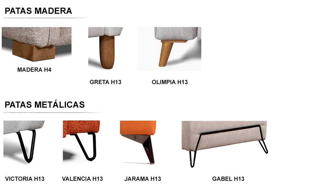 patas madera y metal